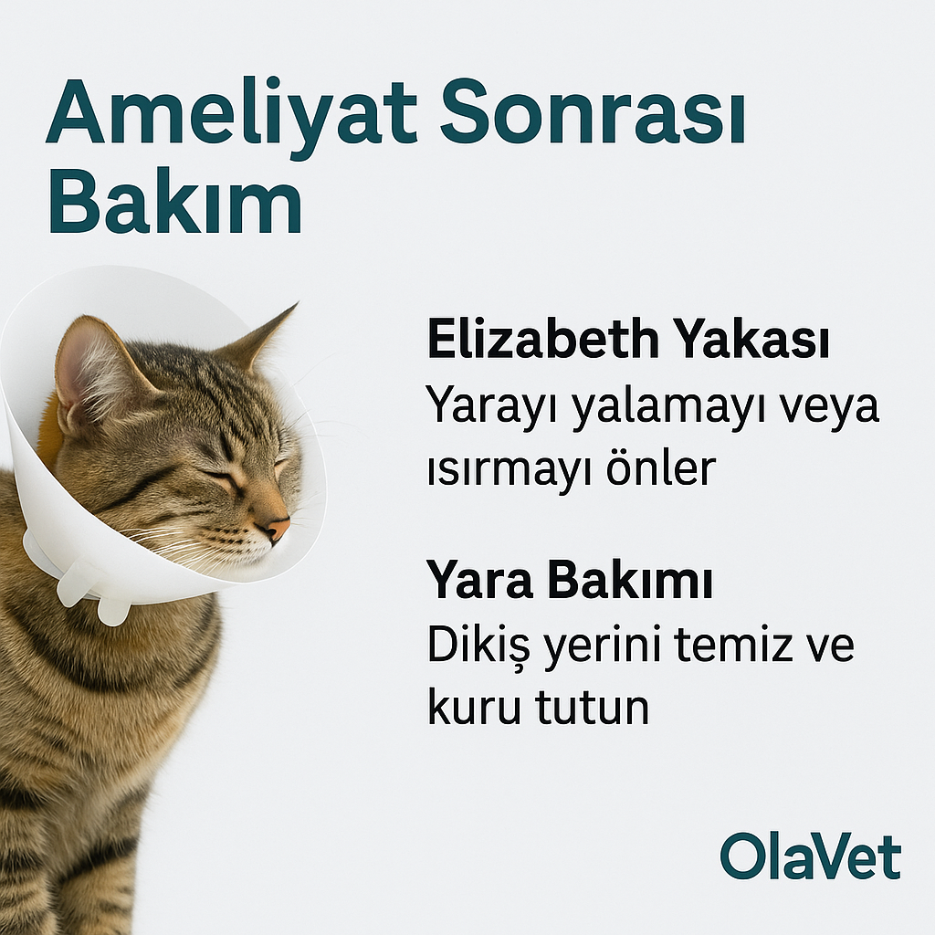 Kedi kısırlaştırma sonrası Elizabeth yakası ve yara bakımı – OlaVet